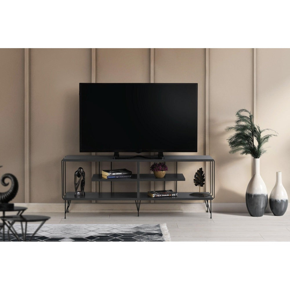 Comoda TV Eze, Crem - Alb - Maro - Gri, 120x45x30 cm - Gri
