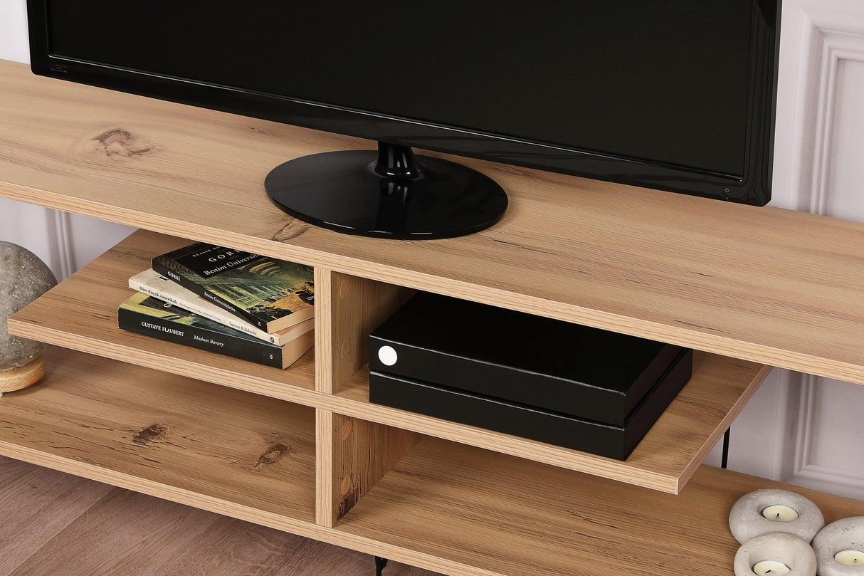 Comoda TV Eze, Crem - Alb - Maro - Gri, 120x45x30 cm - Crem