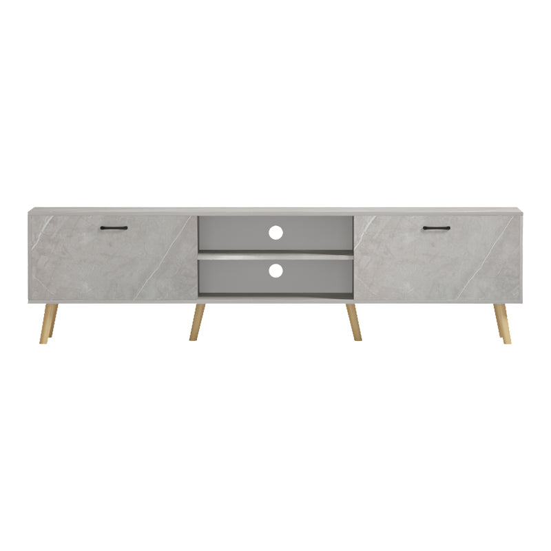 Comoda TV Gorna, Aspect marmura, Bej, 180x35x49 cm
