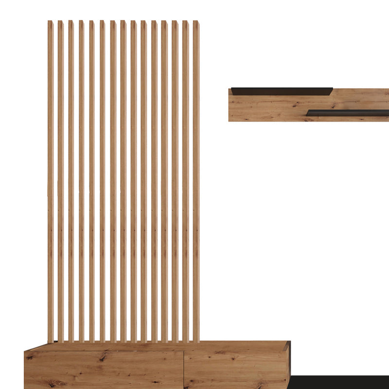 Comoda TV Litende Lux cu Riflaj, Diverse culori, 250x42x200 cm, 42x250 cm - Negru
