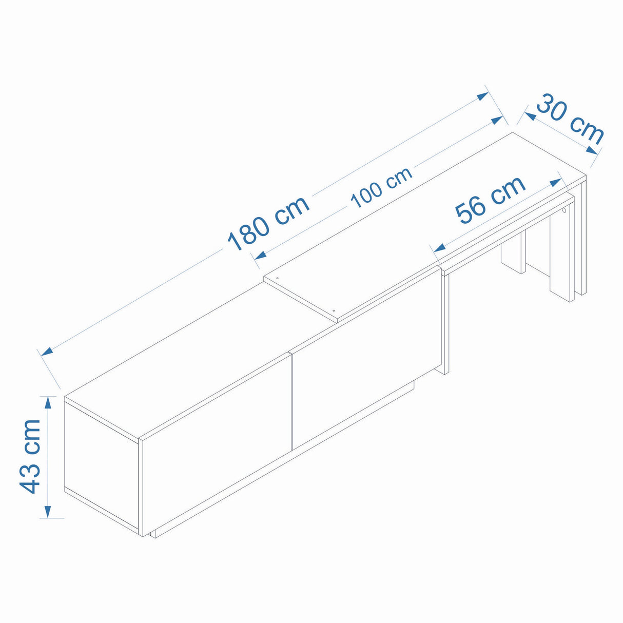 Comoda TV Oslo Antec, Anthracite Walnut - White Atlantic Pine, 180x43 cm - Anthracite Walnut