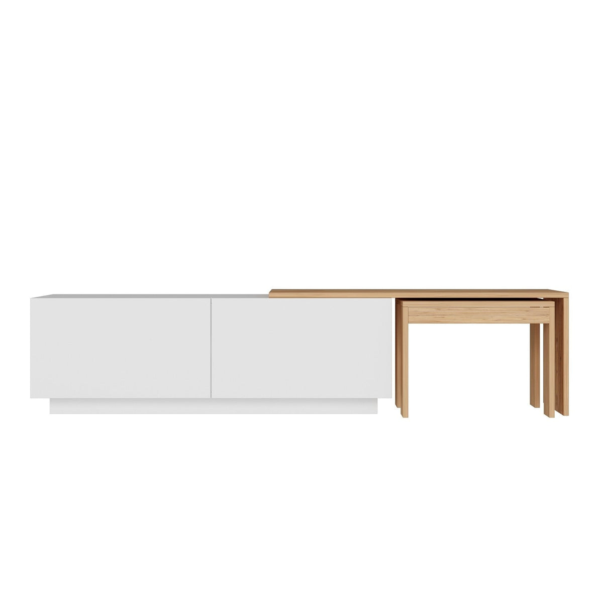 Comoda TV Oslo Antec, Anthracite Walnut - White Atlantic Pine, 180x43 cm - White Atlantic Pine