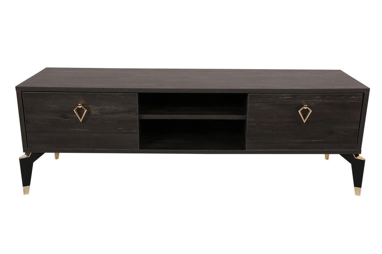Comoda TV Posh, Alb - Maro inchis, 143x47x40 cm - Maro