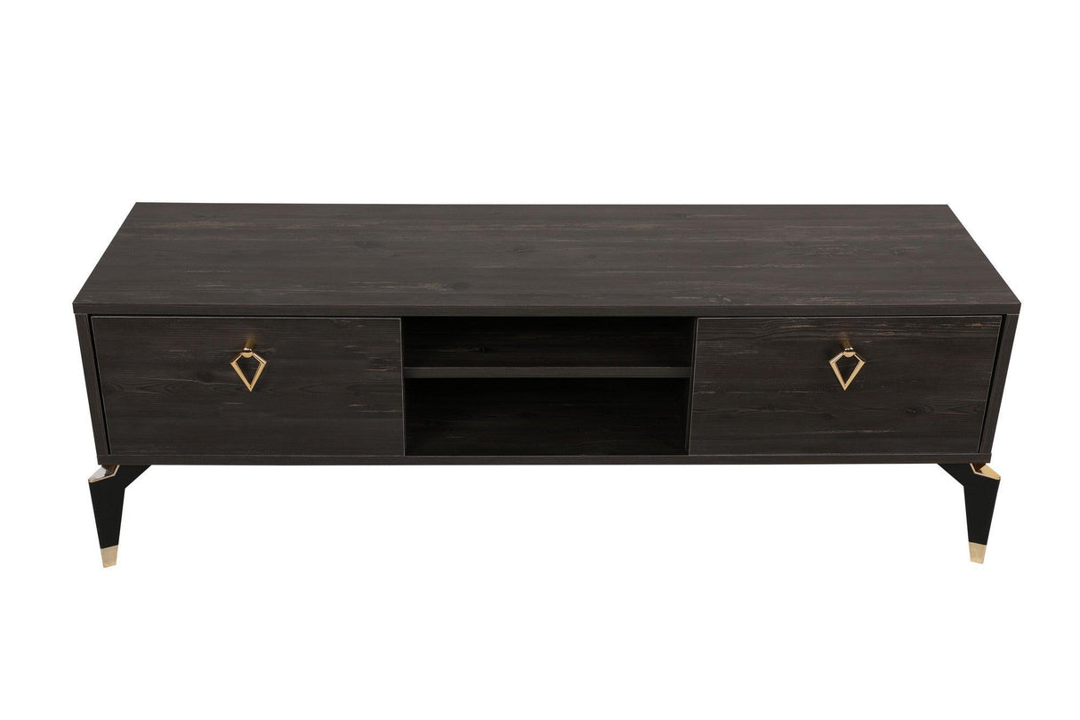 Comoda TV Posh, Alb - Maro inchis, 143x47x40 cm - Maro