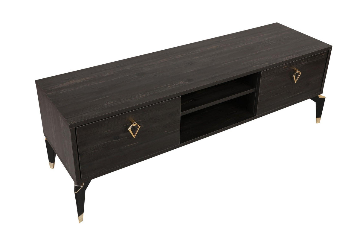 Comoda TV Posh, Alb - Maro inchis, 143x47x40 cm - Maro