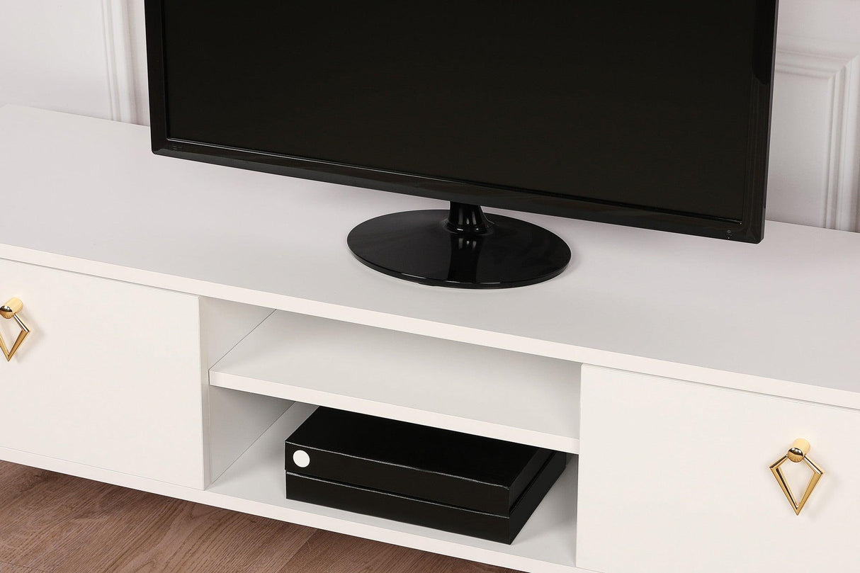 Comoda TV Posh, Alb - Maro inchis, 143x47x40 cm - Alb