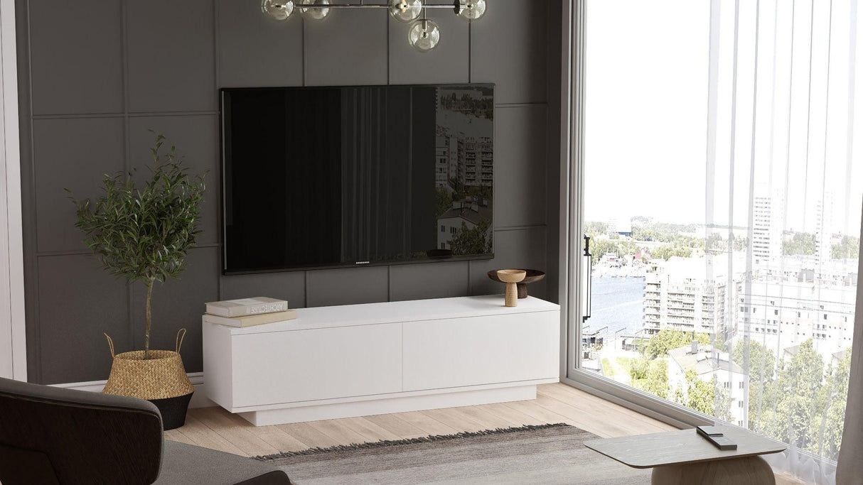 Comoda TV Shelfy, Alb - Negru, 140x39x36 cm - alb