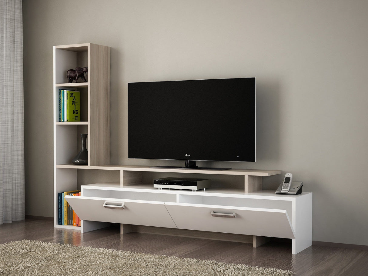 Comoda Tv Simal - White, Cordoba, Alb, 120x22x29.8 cm