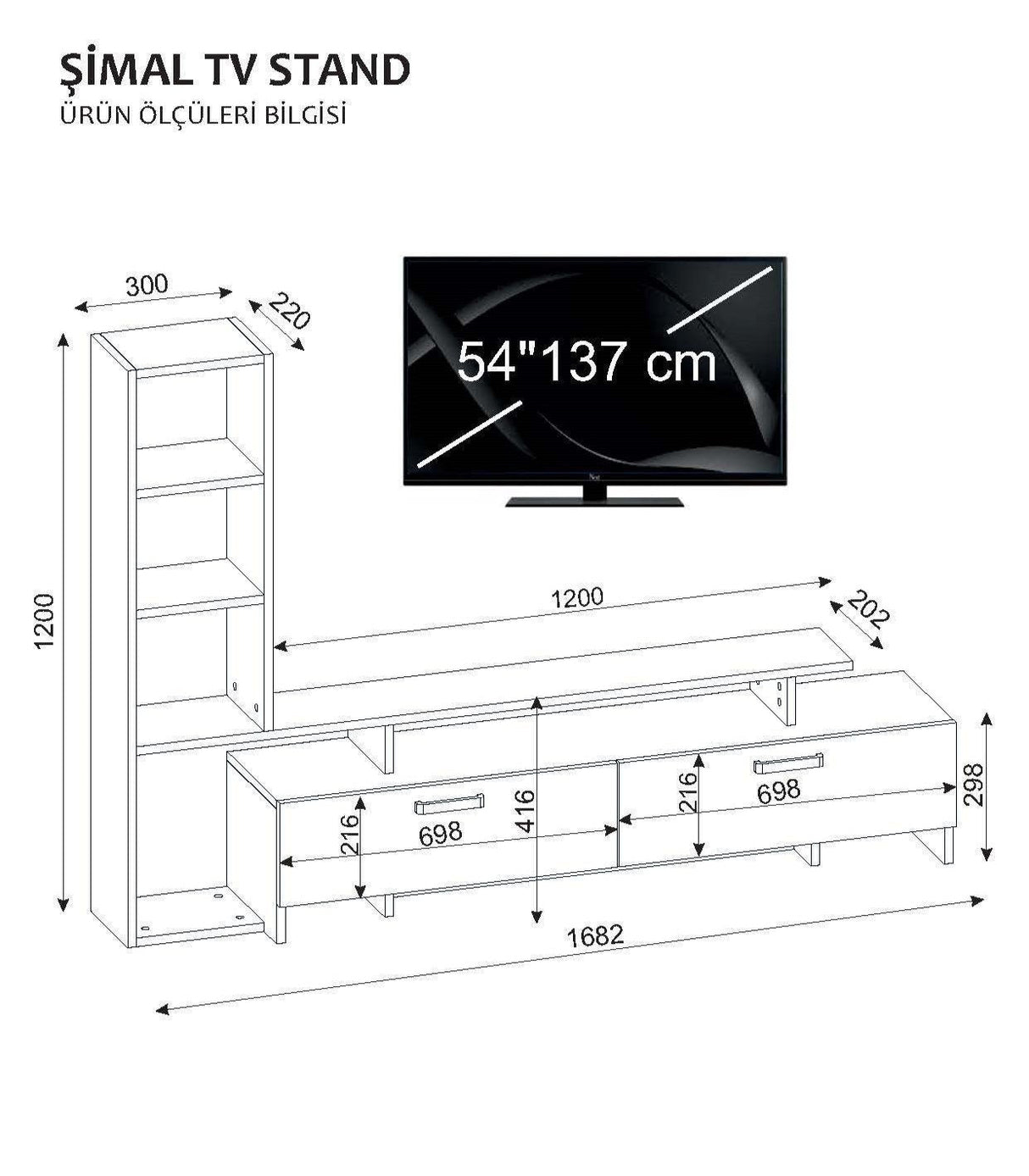 Comoda Tv Simal - White, Cordoba, Alb, 120x22x29.8 cm