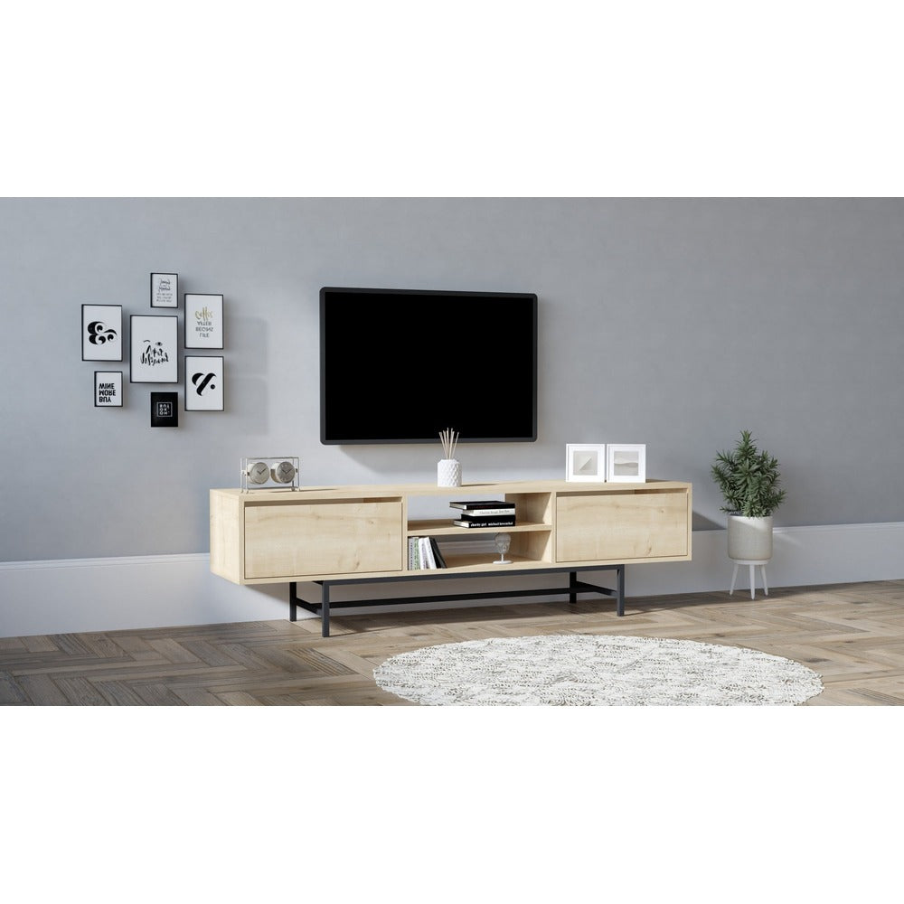 Comoda Tv Tauber, Stejar - Gri, 180x50x40 cm - Comoda Tv Tauber, Stejar - Gri, 180x50x40 cm