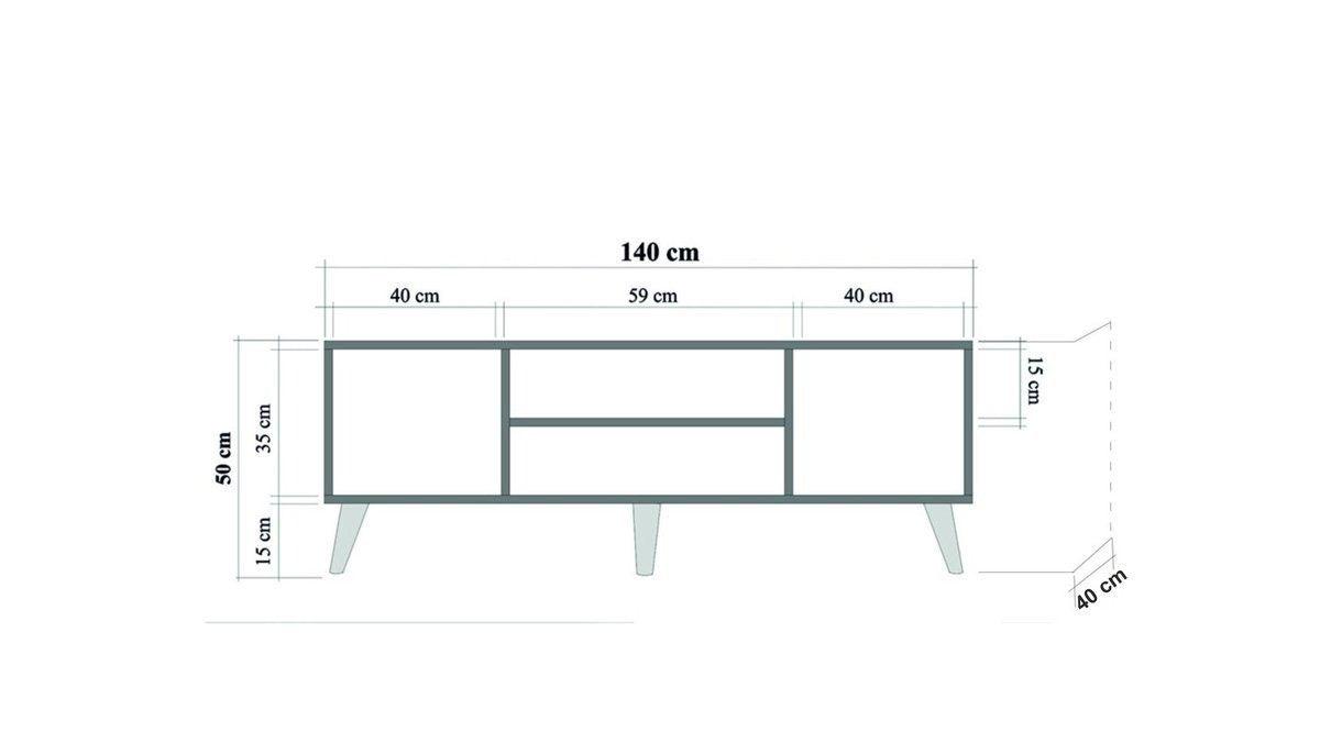 Comoda Tv Truva - TV Stand 6, Stejar Sonoma, 50x40x140 cm