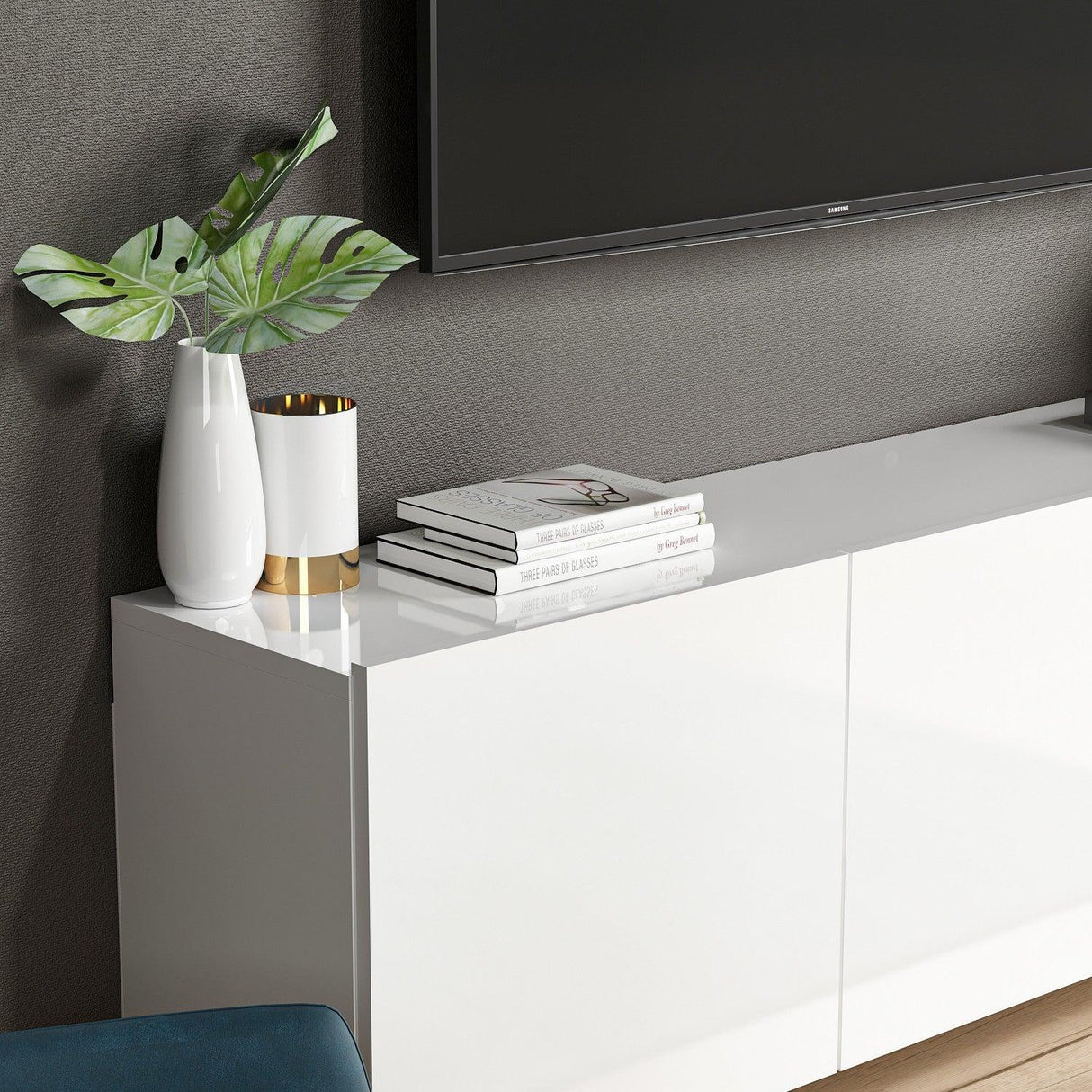Comoda Tv White, Alb, 31x44x150 cm
