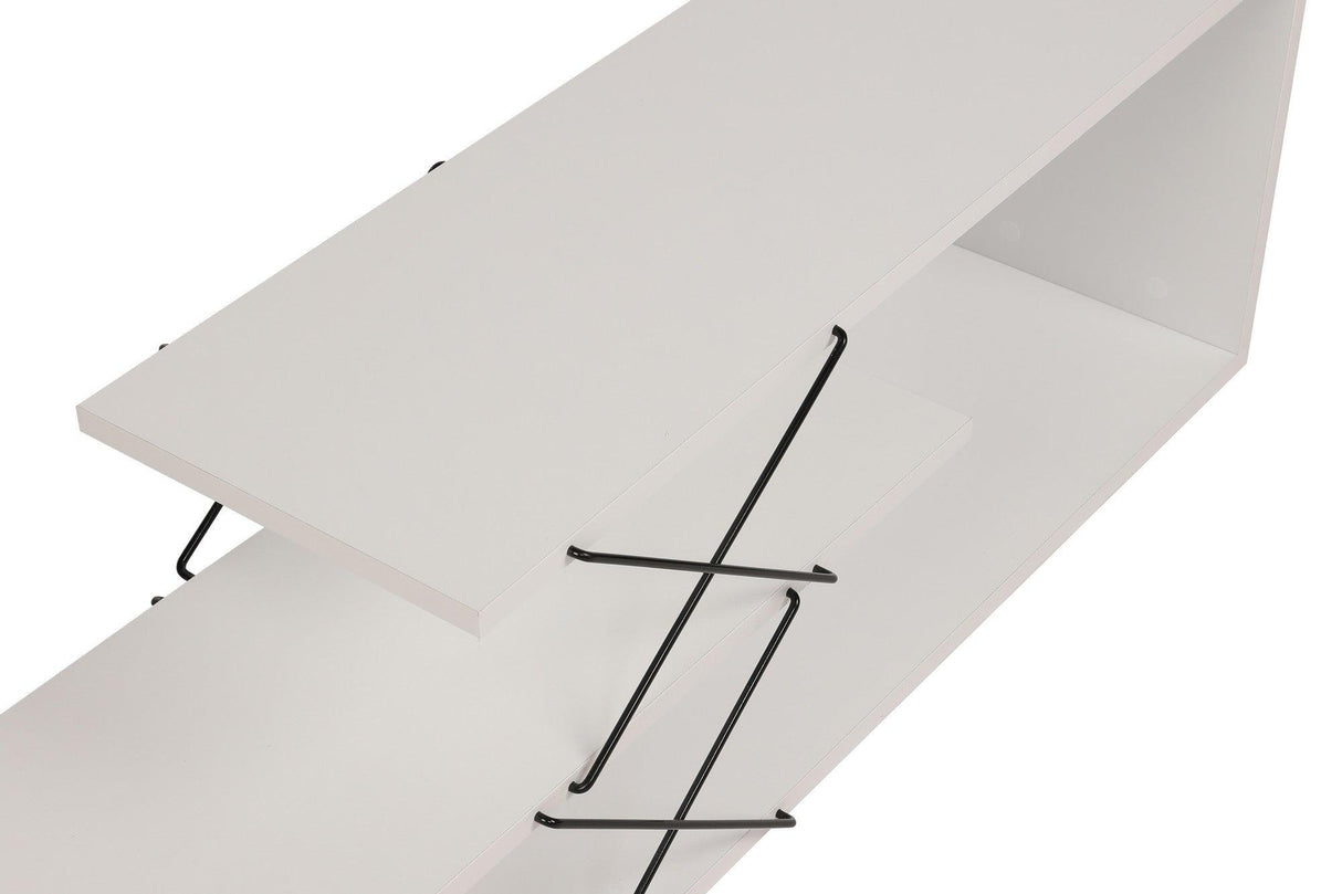 Comoda Tv Zigzag, Alb - Gri - Galben - Stejar - Maro, 120x40x30 cm - Alb