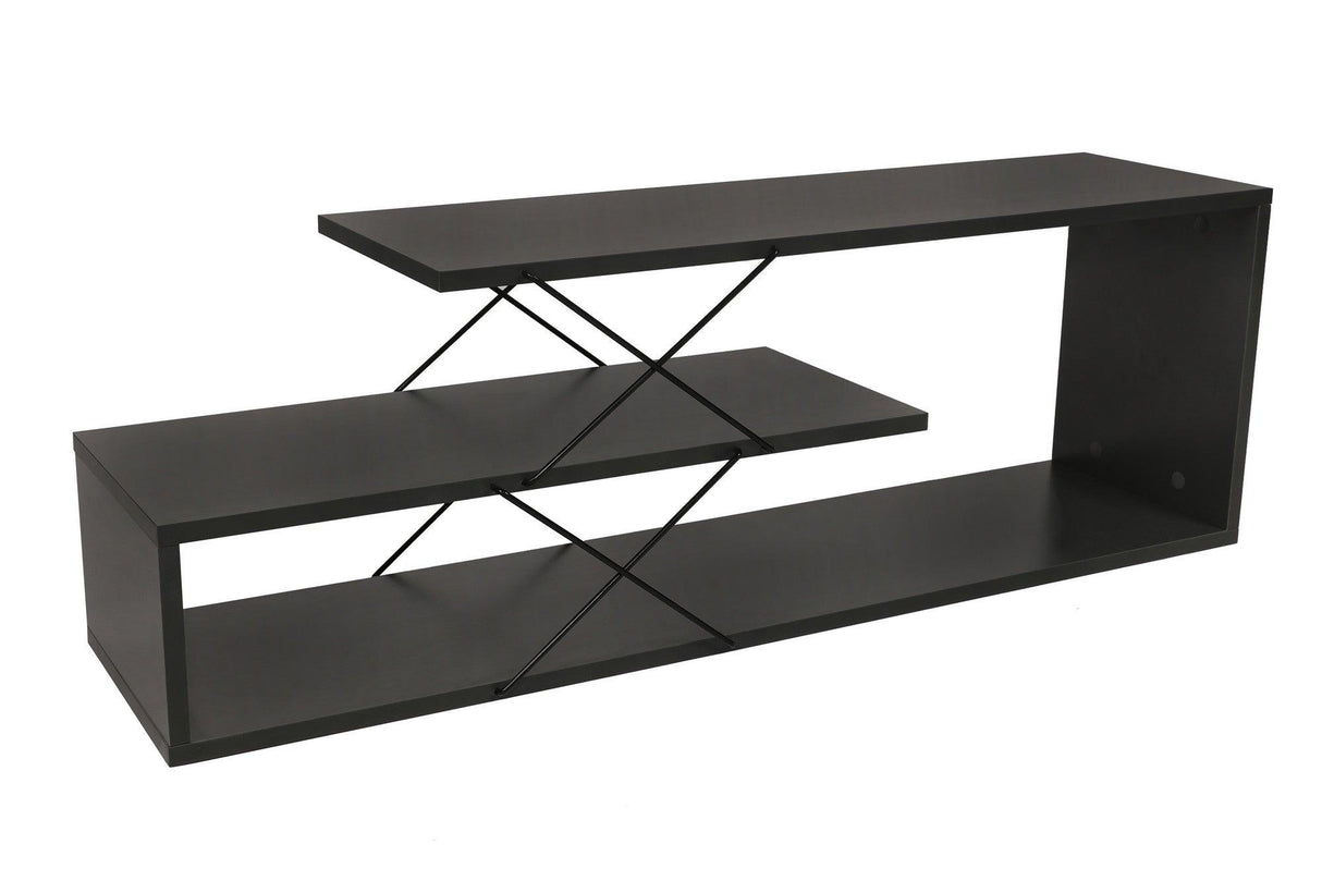 Comoda Tv Zigzag, Alb - Gri - Galben - Stejar - Maro, 120x40x30 cm - Gri