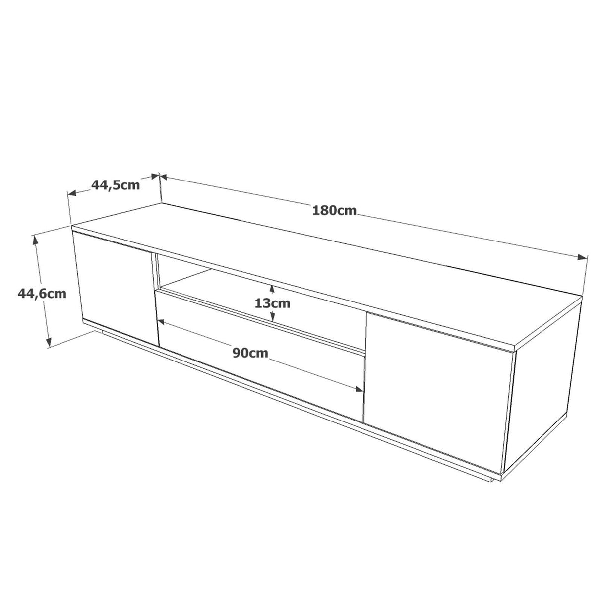 Comoda TV Zimfly, Alb - Gri, 180x45x45 cm - Alb
