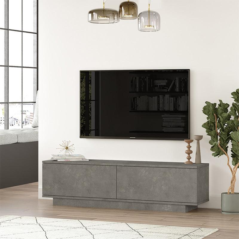 Comoda TV Zoeva, 140x35x38 cm - Gri inchis
