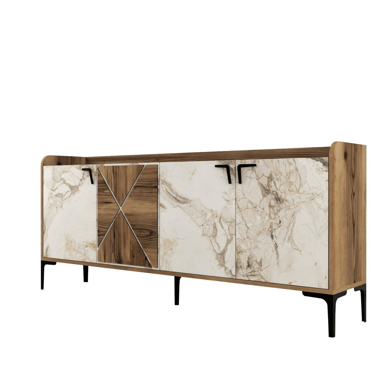 Comodă Venedik, Nuc, 35x78x180 cm - Nuc Alb