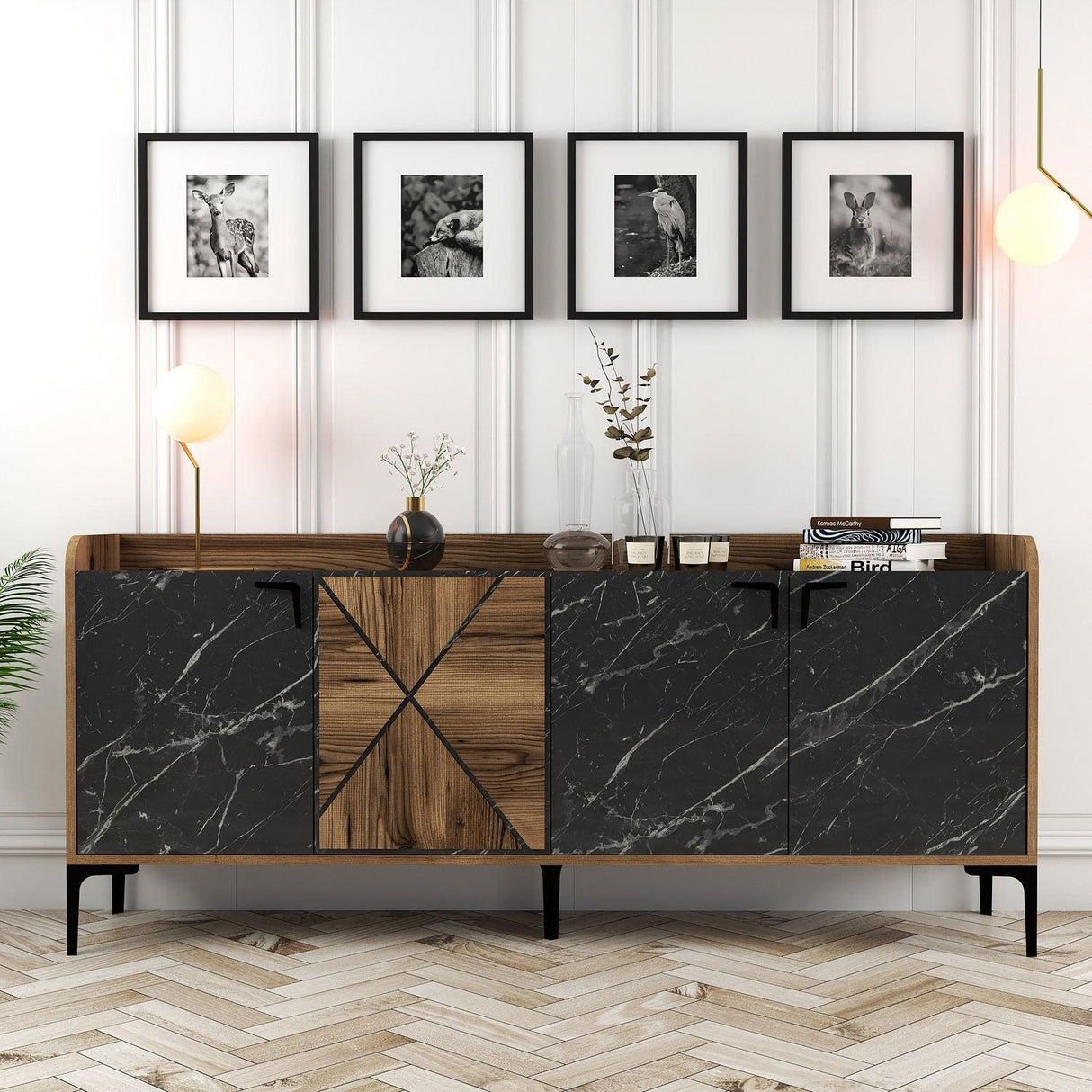 Comodă Venedik, Nuc, 35x78x180 cm - Nuc Negru