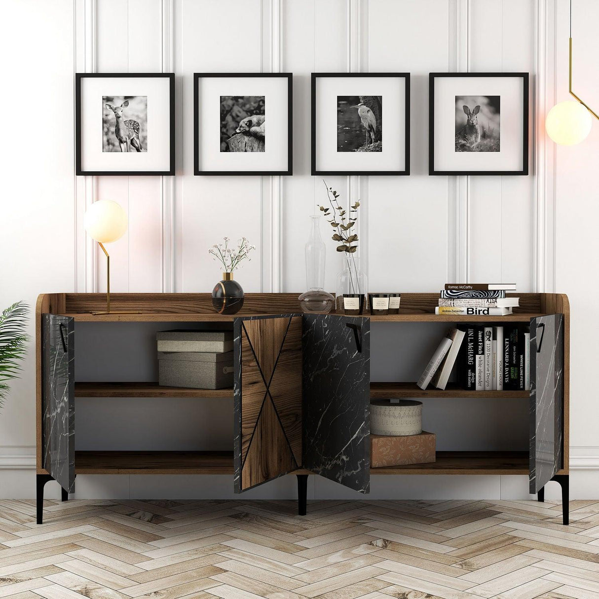 Comodă Venedik, Nuc, 35x78x180 cm - Nuc Negru