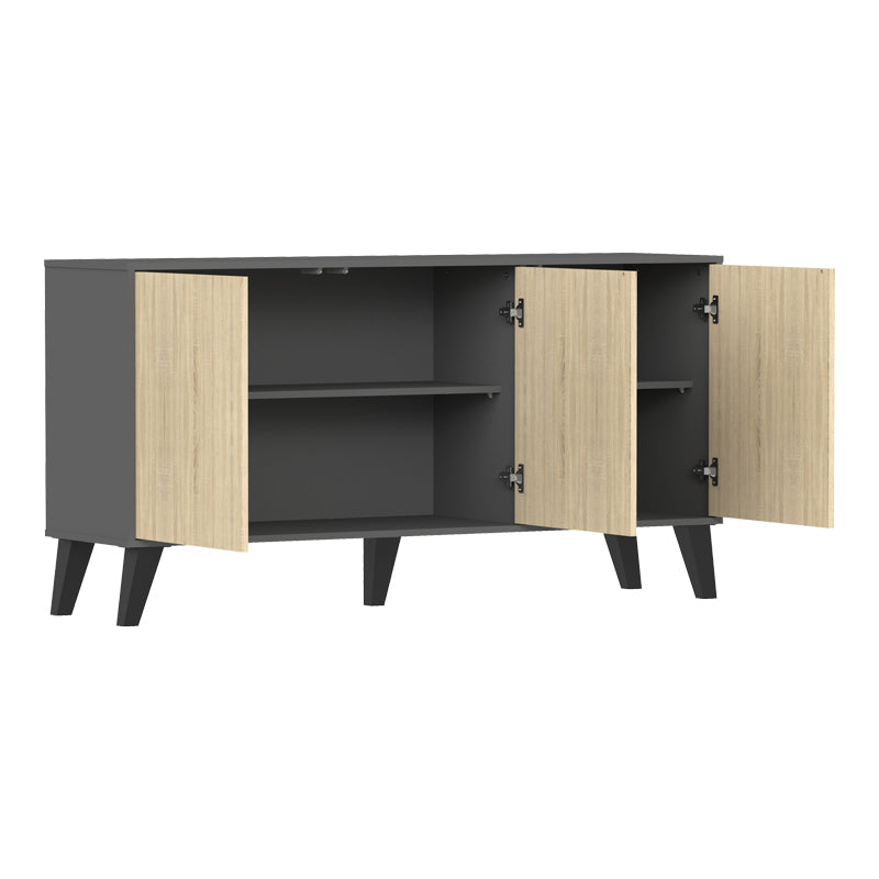 Consola Bufet Billie, Pal melaminat, 149x40x77 cm - Antracit-Sonoma