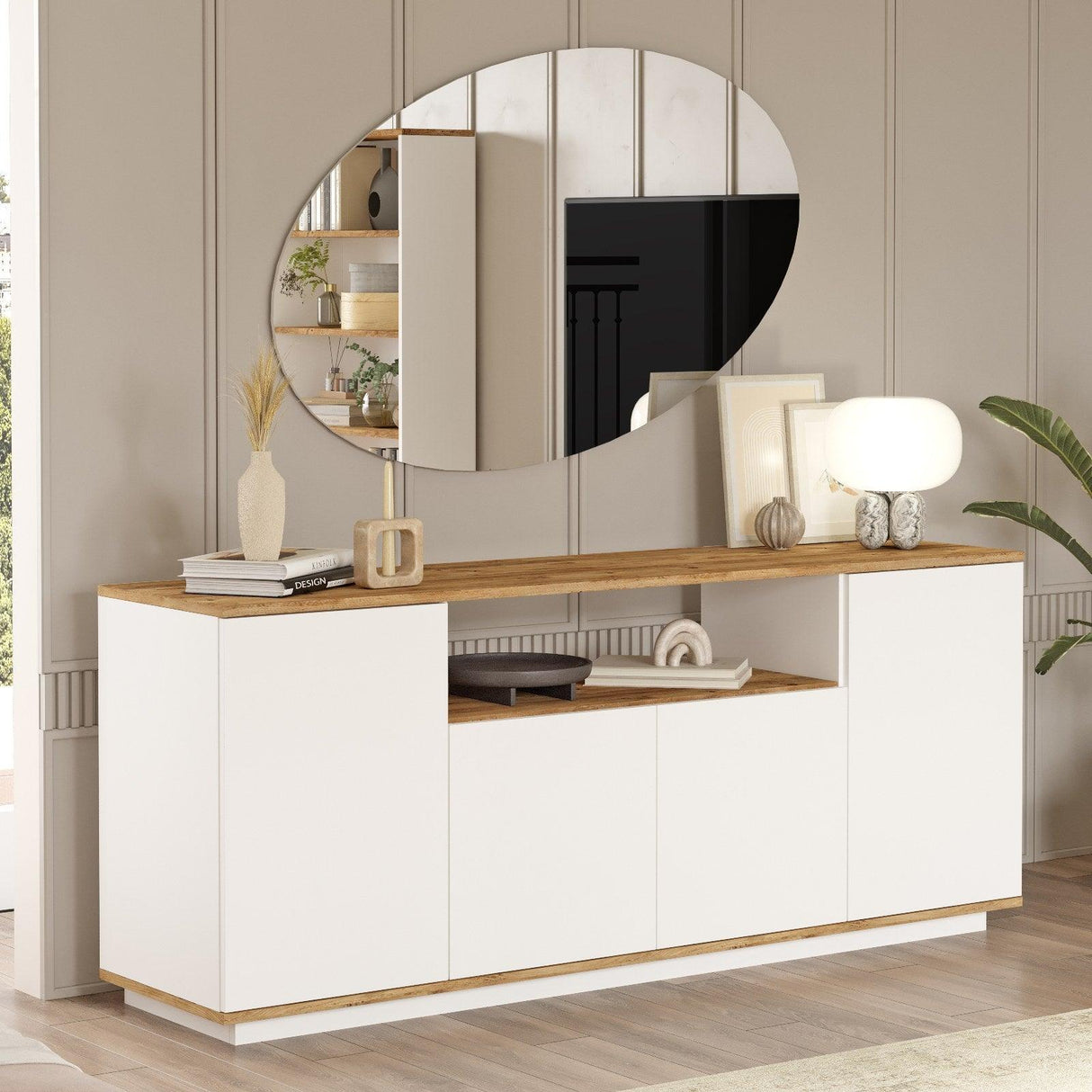 Consola Elegant Modern, Crem, 180x75x45 cm