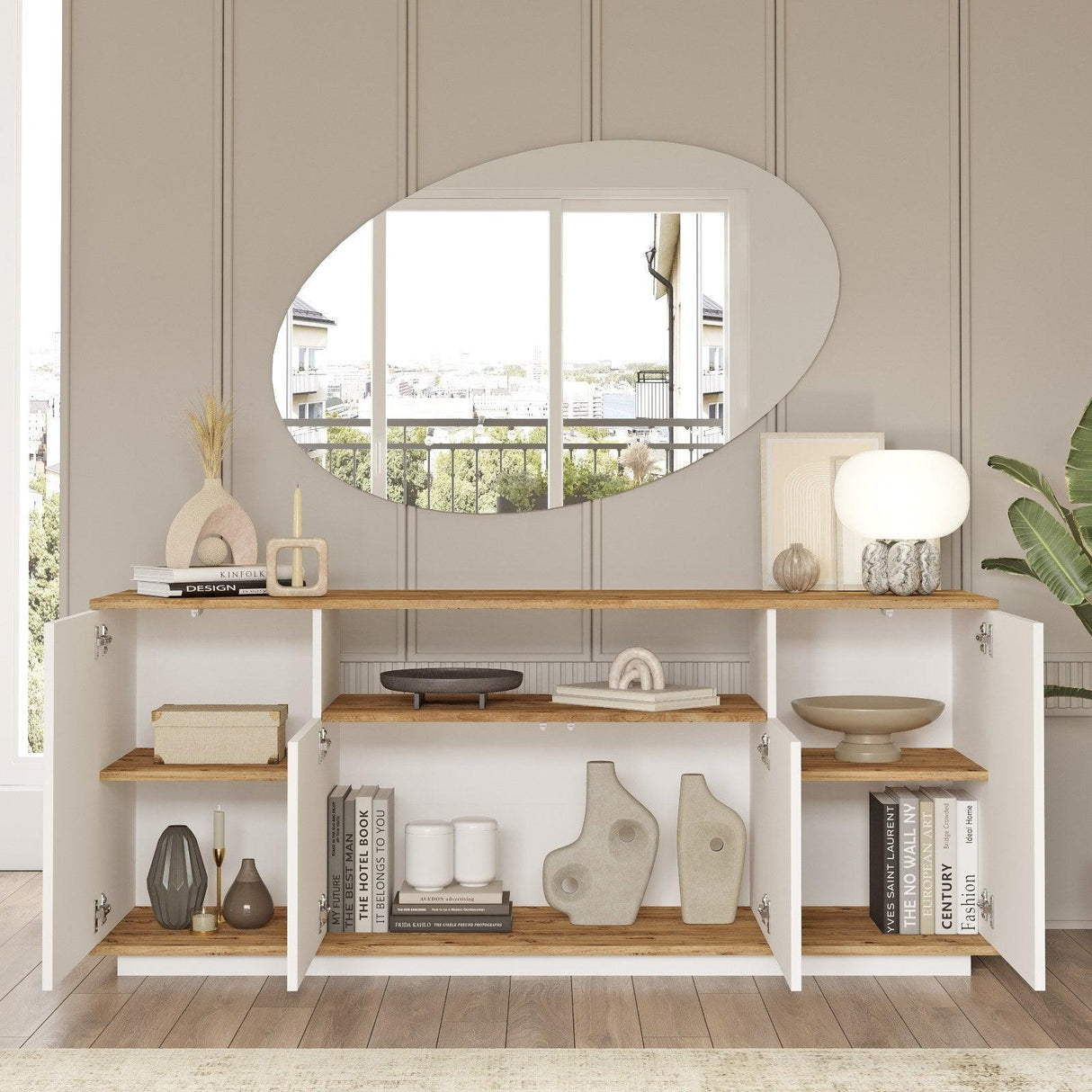 Consola Elegant Modern, Crem, 180x75x45 cm