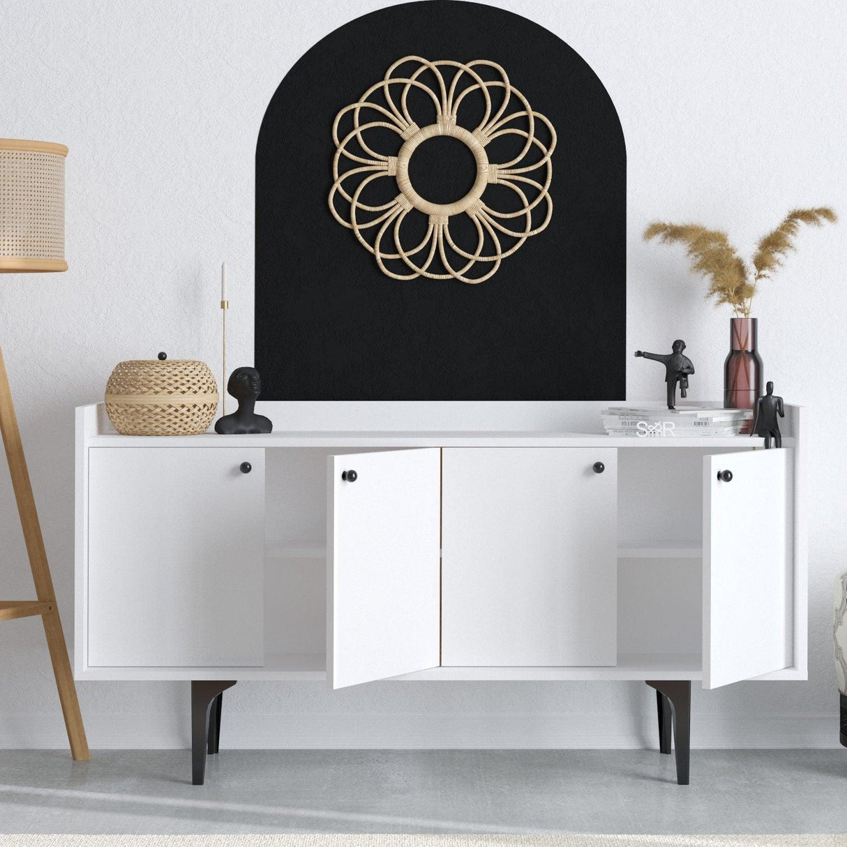 Consola Eris cu 4 Usi, Alb, 150x80x40 cm