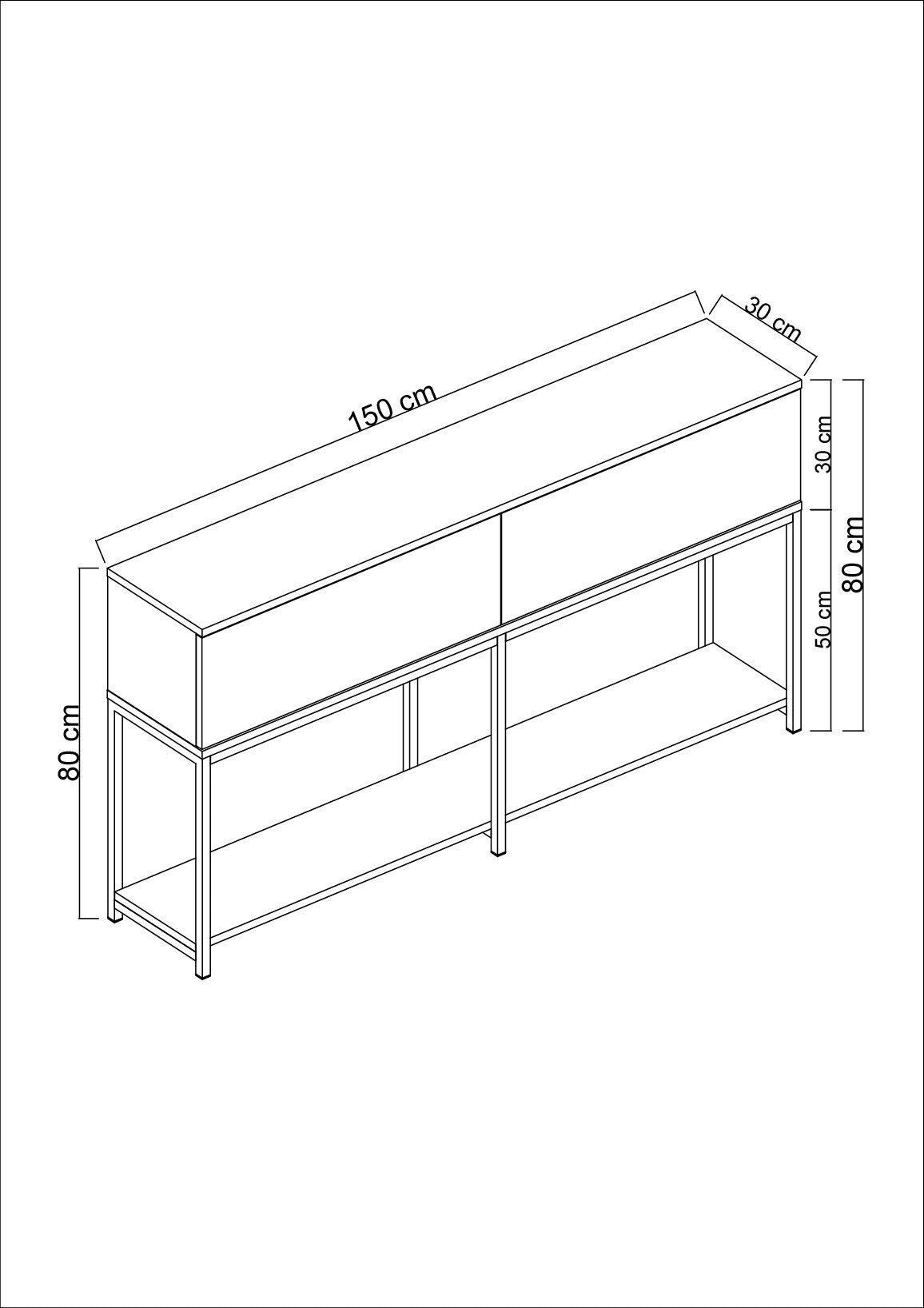 Consolă Furniture Lord, Negru - White Gold, 150x30 cm - White Gold