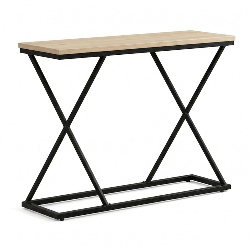 Consola Glimmer, Metal, 100x30x80 cm - Natur-Negru