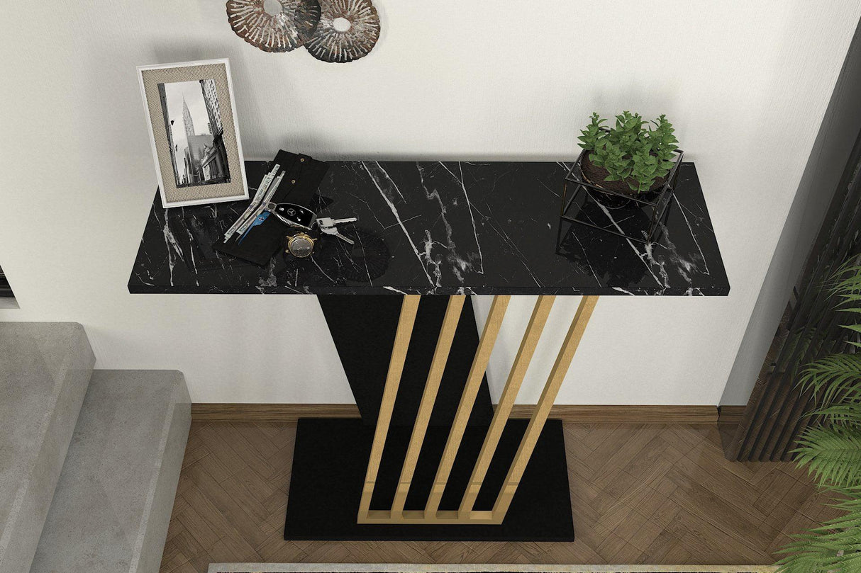 Consola Gravity Negru, Auriu, 90x77x30 cm