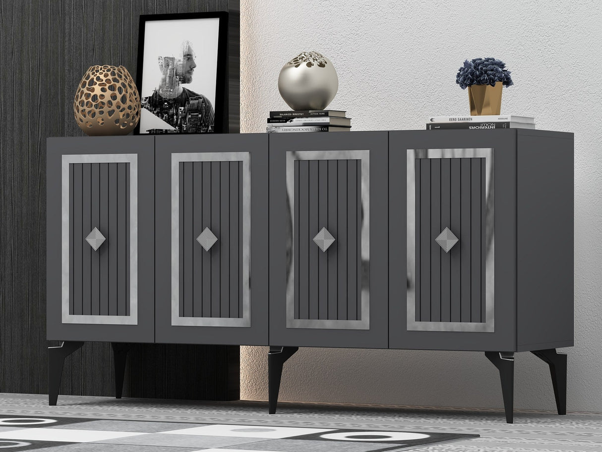Consola Nora Olivia, alb - argintiu - antracit - argintiu, 150x40 cm - Anthracite Silver