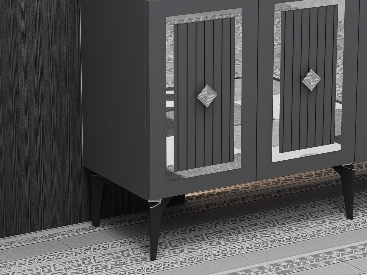 Consola Nora Olivia, alb - argintiu - antracit - argintiu, 150x40 cm - Anthracite Silver