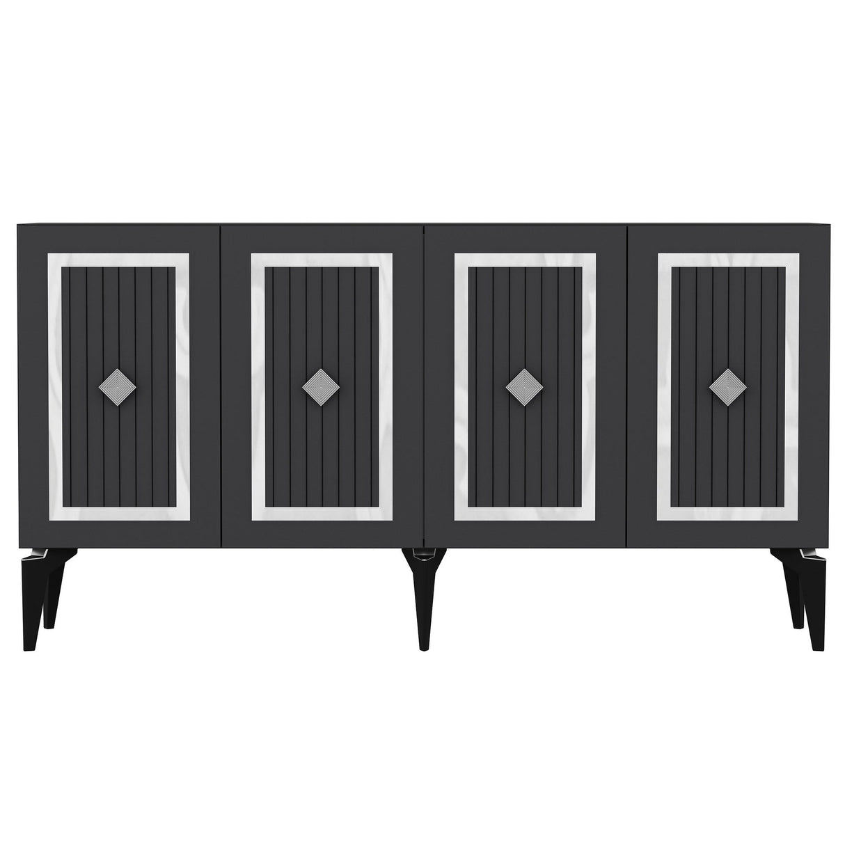 Consola Nora Olivia, alb - argintiu - antracit - argintiu, 150x40 cm - Anthracite Silver