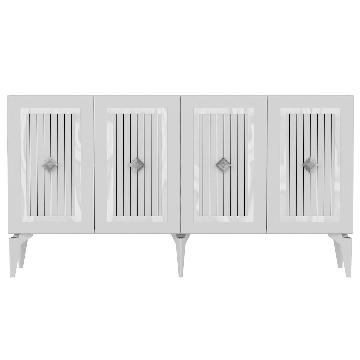 Consola Nora Olivia, alb - argintiu - antracit - argintiu, 150x40 cm - White Silver