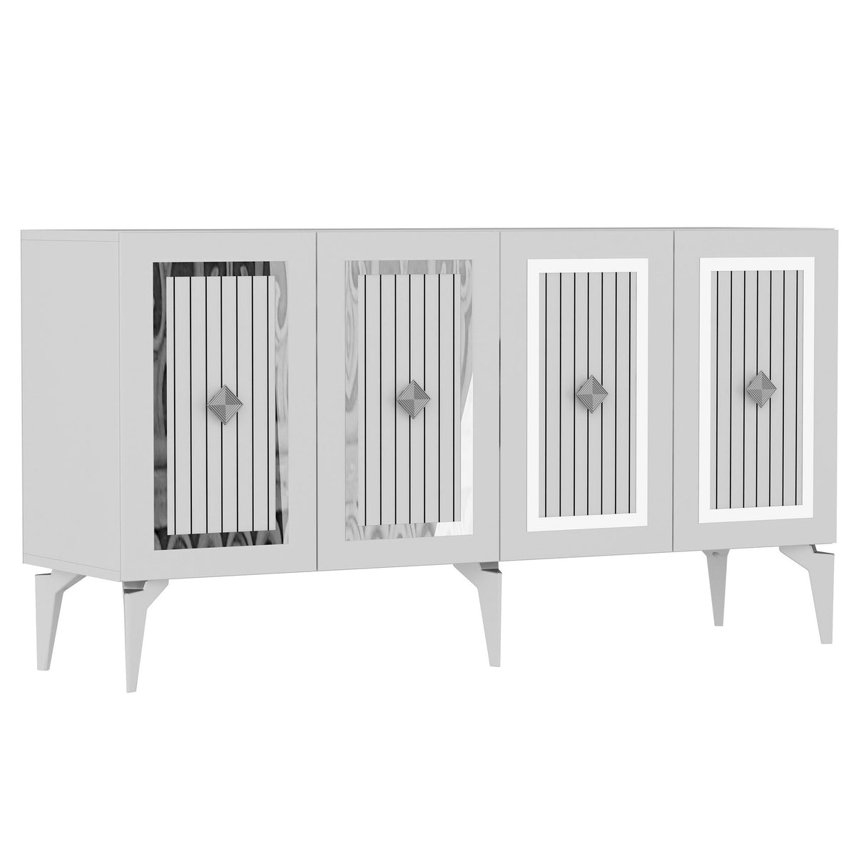 Consola Nora Olivia, alb - argintiu - antracit - argintiu, 150x40 cm - White Silver