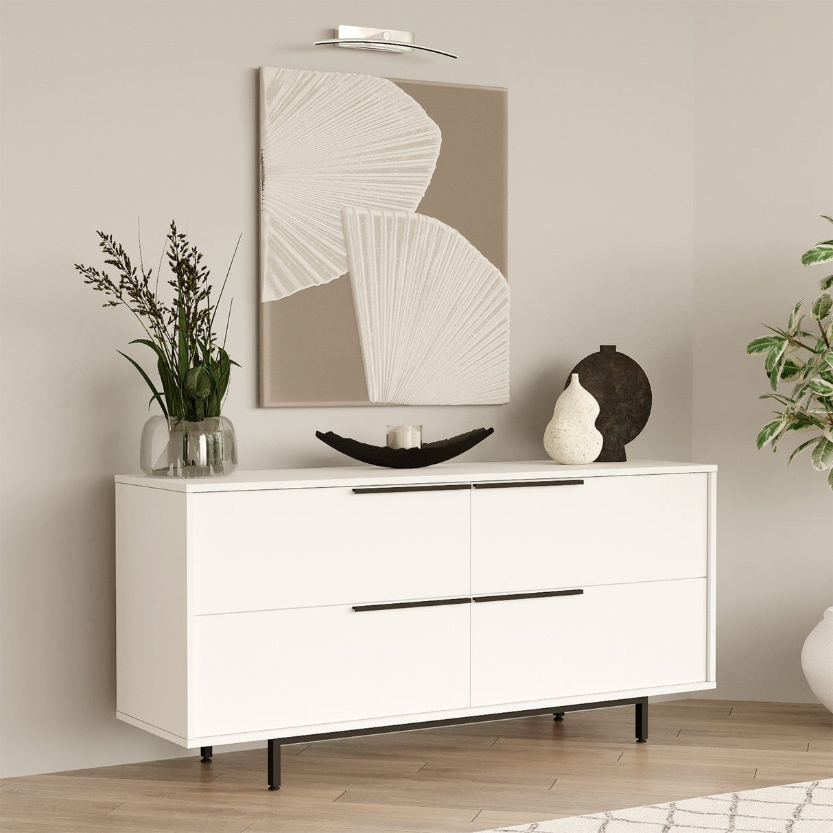 Consola On3 Locelso, nuc - alb, 160x45 cm