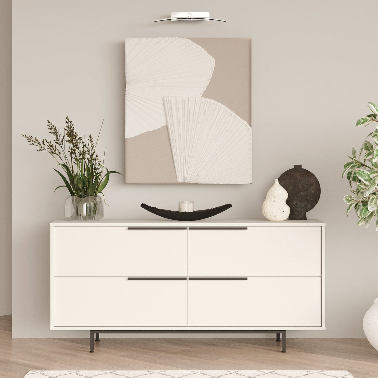 Consola On3 Locelso, nuc - alb, 160x45 cm