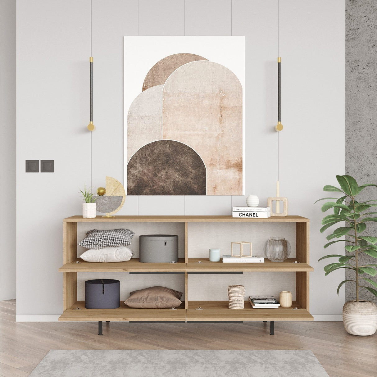 Consola On3 Locelso, nuc - alb, 160x45 cm