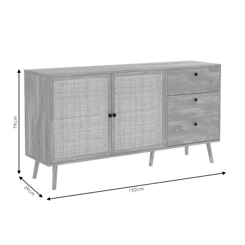 Consolă Oslo, Sonoma - Negru, 150x39x79 cm - Sonoma