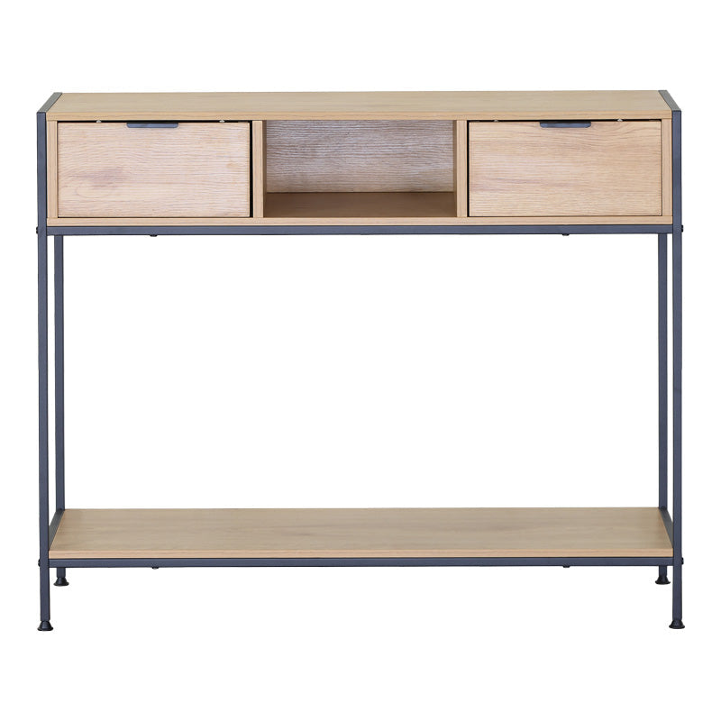 Consolă Regando, Stejar cu metal, negru, 100x35x80 cm