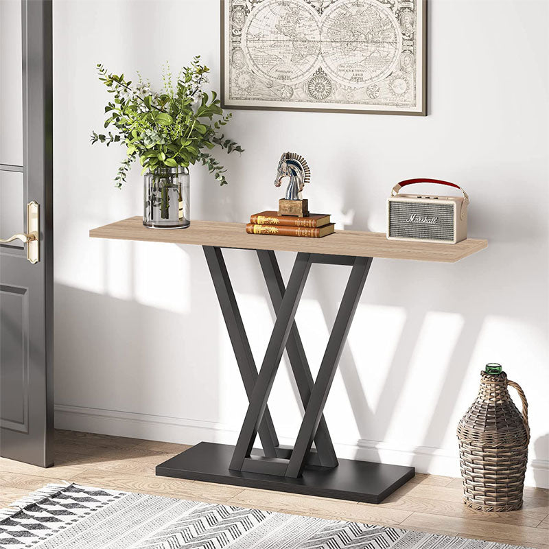 Consola Wirmo, Melamina si metal, 110x30x80 cm - Natur-Negru