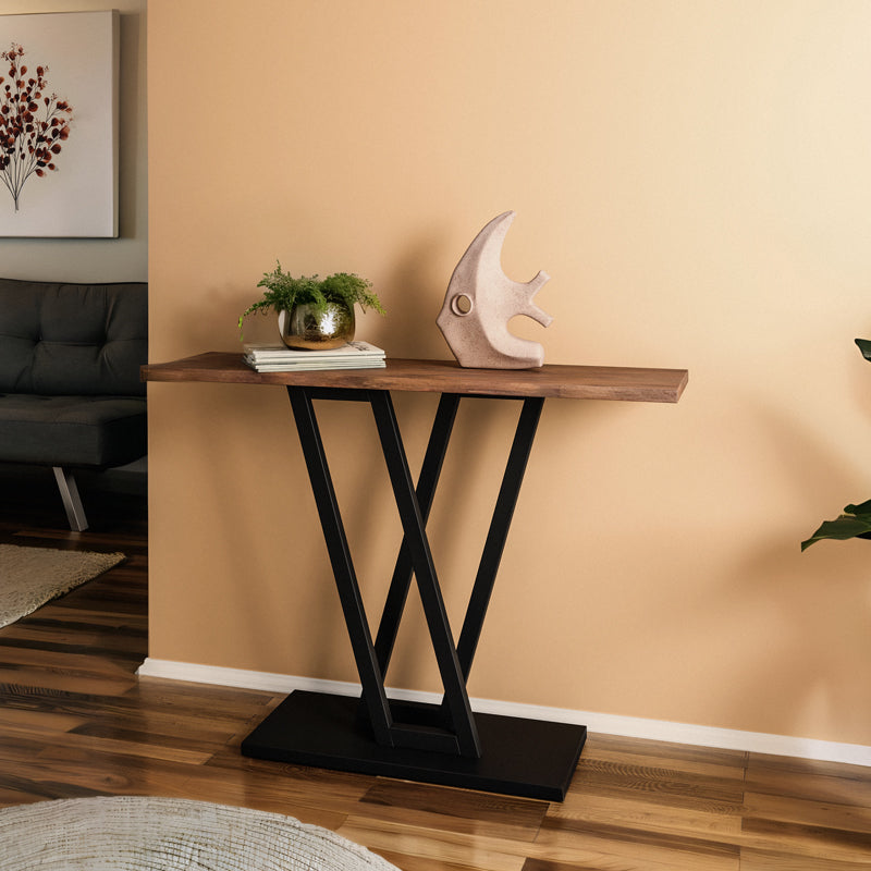 Consola Wirmo, Melamina si metal, 110x30x80 cm - Nuc-Negru
