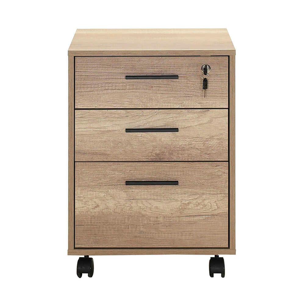 Corp Mobil NKS-530-TT-1 Home Collection® New York Rollbox, 3 Sertare, sertar cu cheie, Natur, 45x63x51 cm