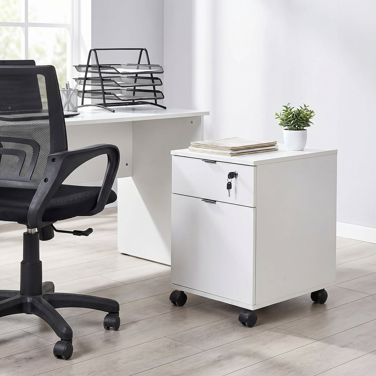 Corp Mobil RKM-311-DD-1 Home Collection® Rio Rollbox, usa, sertar cu cheie, 41x61x45 cm - Alb | SKU: RKM-311-DD-1