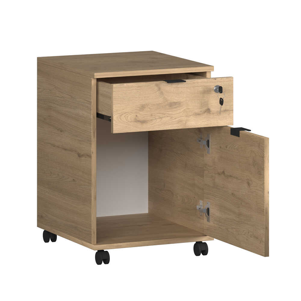 Corp Mobil RKM-311-DD-1 Home Collection® Rio Rollbox, usa, sertar cu cheie, 41x61x45 cm - Stejar | SKU: RKM-311-FF-1