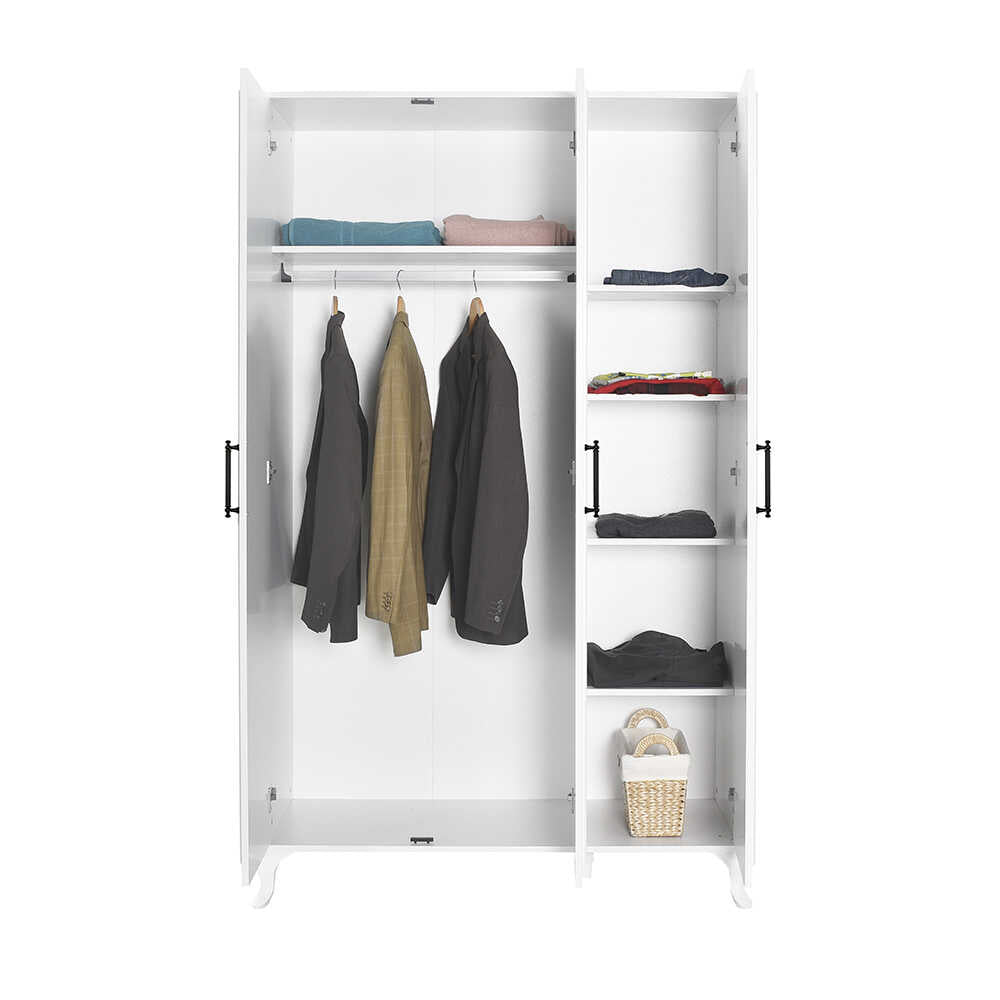 Dulap Haine GRD-1030-DD-3 Home Collection® Country, 3 usi, Alb, 103x199x51 cm