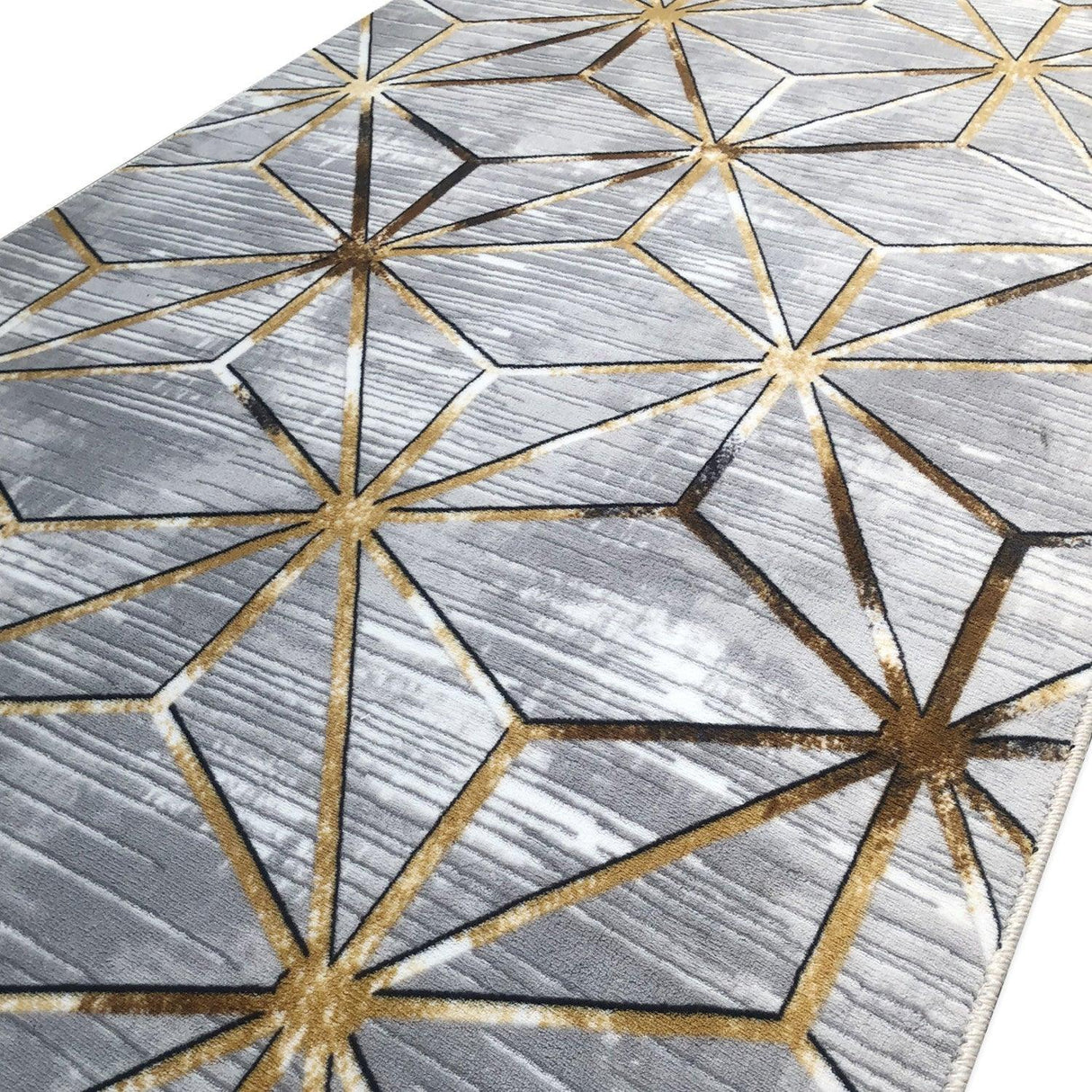 Covor de Hol Diamond, Lavabil, Antibacterian, Antiderapant, Gri, 300x80 cm