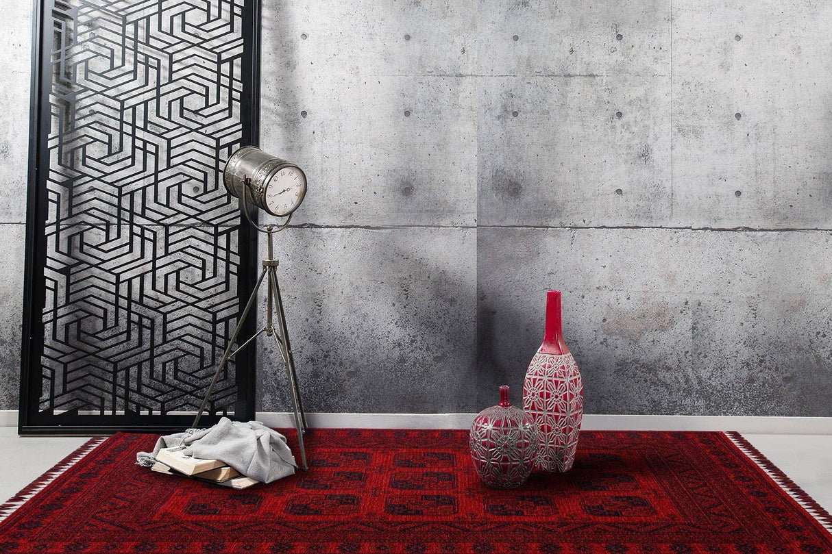 Covor de living / dormitor Maze Home Buhari, Lavabil, Retro Oriental, Rosu, 120x180 cm