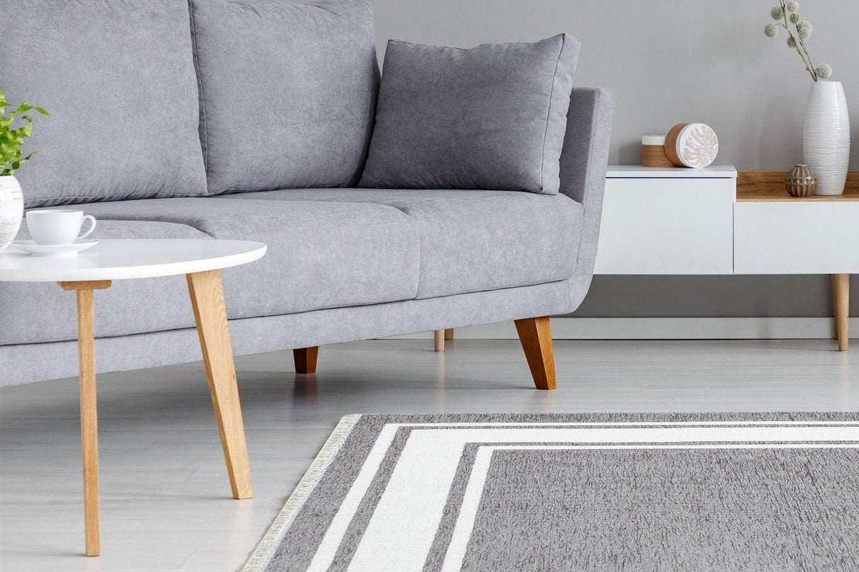 Covor de living / dormitor Maze Home Noa Reversibil, Lavabil, Gri - Alb (diverse dimensiuni), 115x180 cm - Covor Maze Home NOA, Reversibil, Grey White - Adorehome.ro - Covoare - Maze - NK 06 GREY WHITE _ 75*150