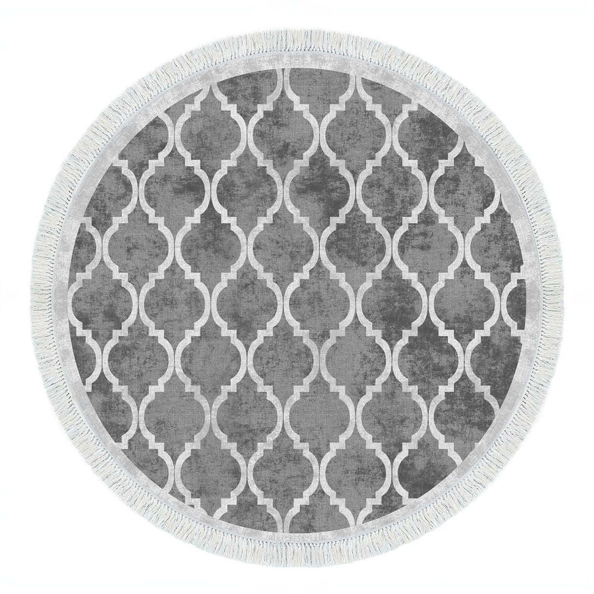 Covor de living / dormitor Rotund, Lavabil, Antiderapant, Gri, 100x100 cm